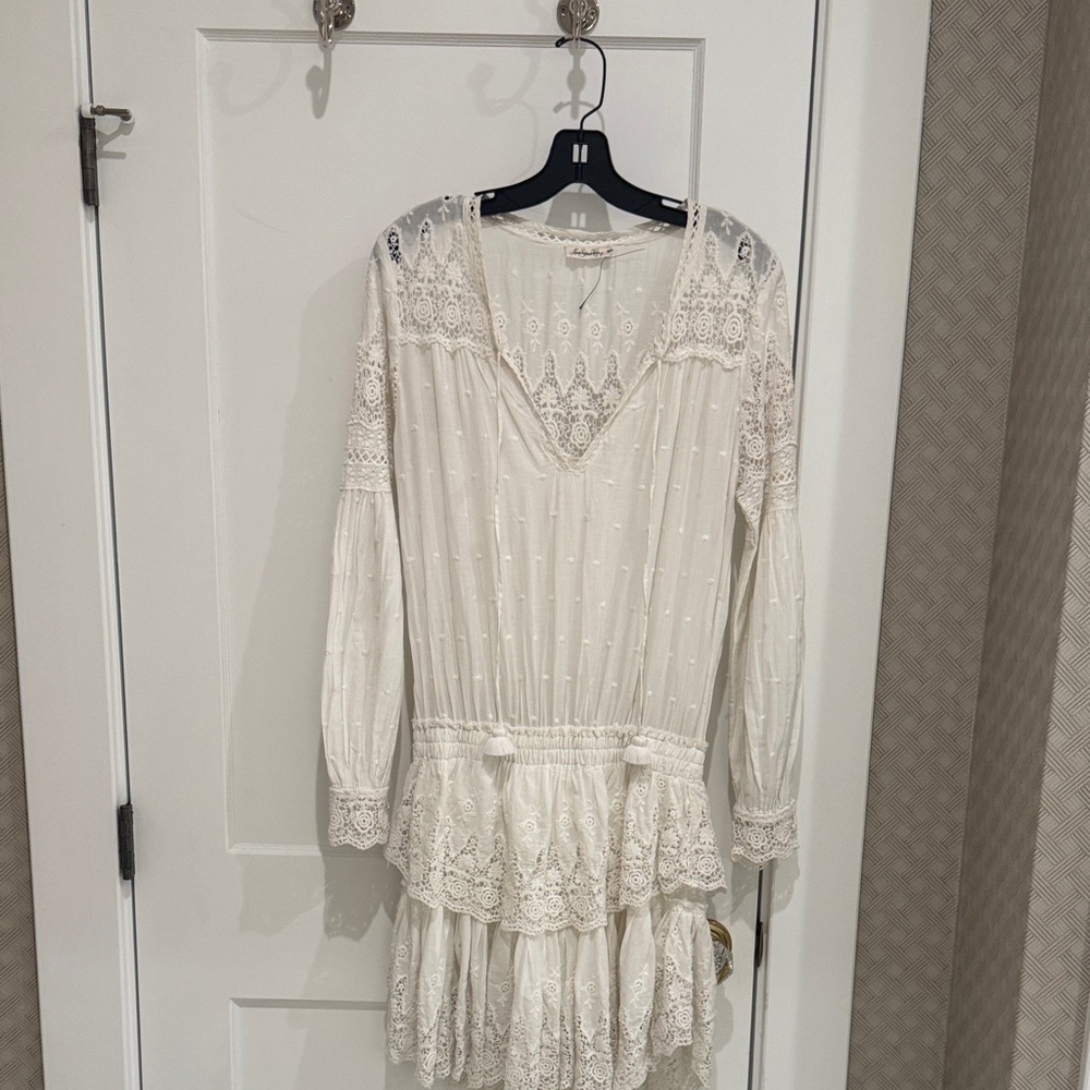 LOVESHACKFANCY  Popover Dress in off white size M